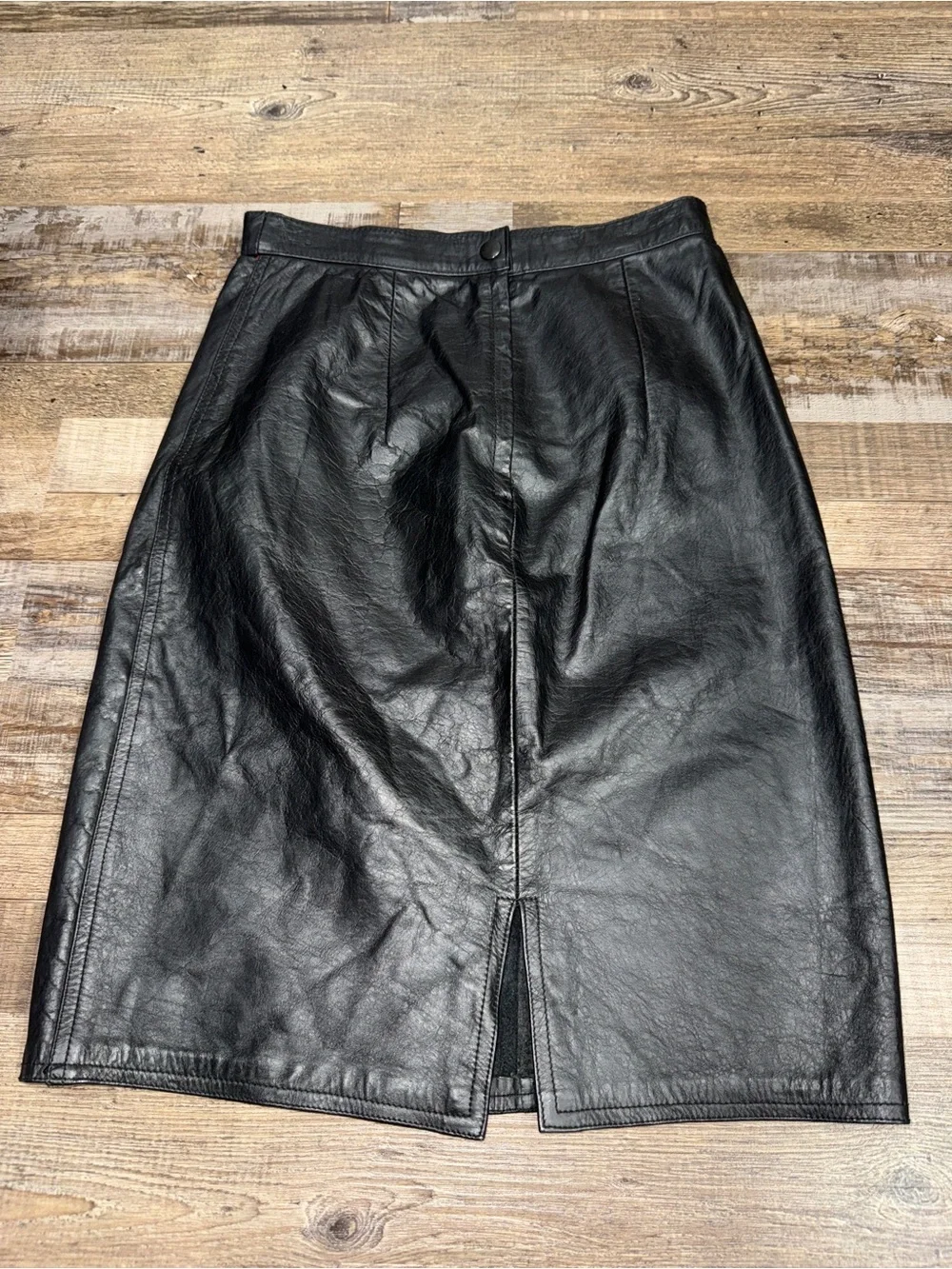 Vintage Winlit Black Genuine Leather Pencil Skirt Womens Size 2/4 90s Y2K